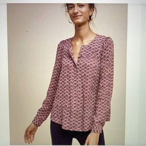 Maeve Orli Bibbed Button Down Blouse